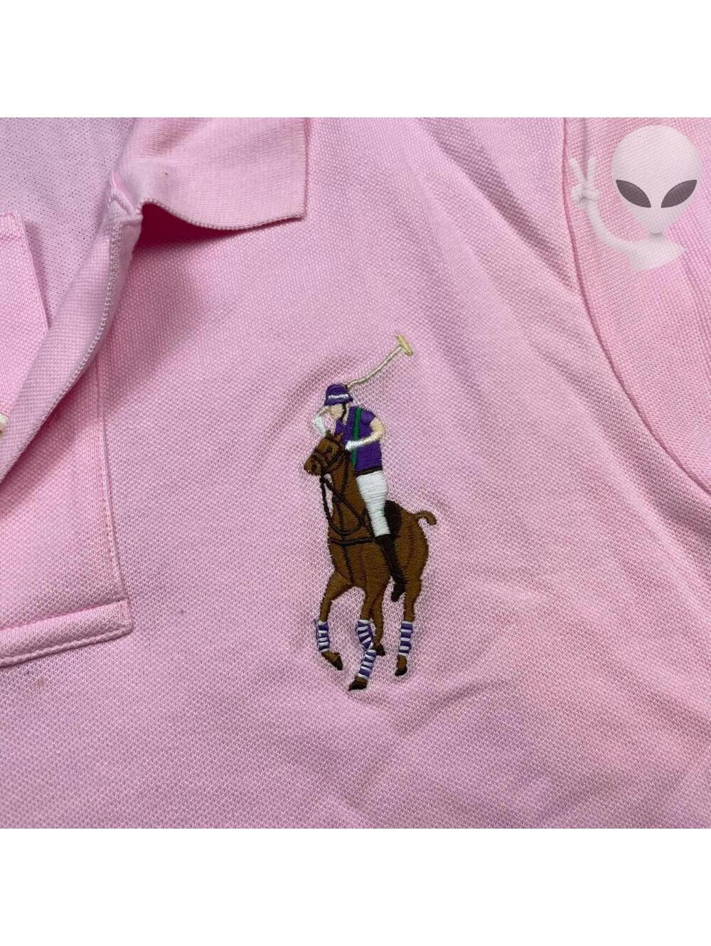Polo Ralph Lauren Big Pony  Polo Shirt Women's Large Pink Slim Fit - Picture 3 of 7